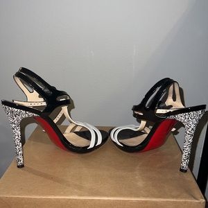 Christian Louboutin Double Tutti Sandals with Glitter Heel